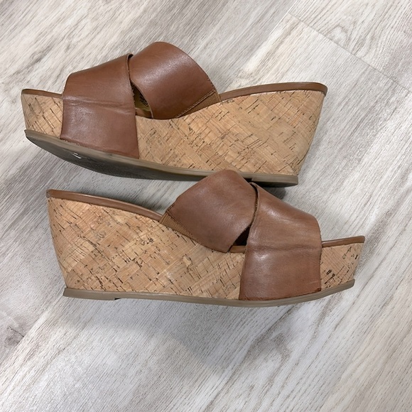 Franco Sarto Women’s Frost 2 Brown Leather Cork Platform Open Toe Sandals / Sz 8 - Picture 4 of 11